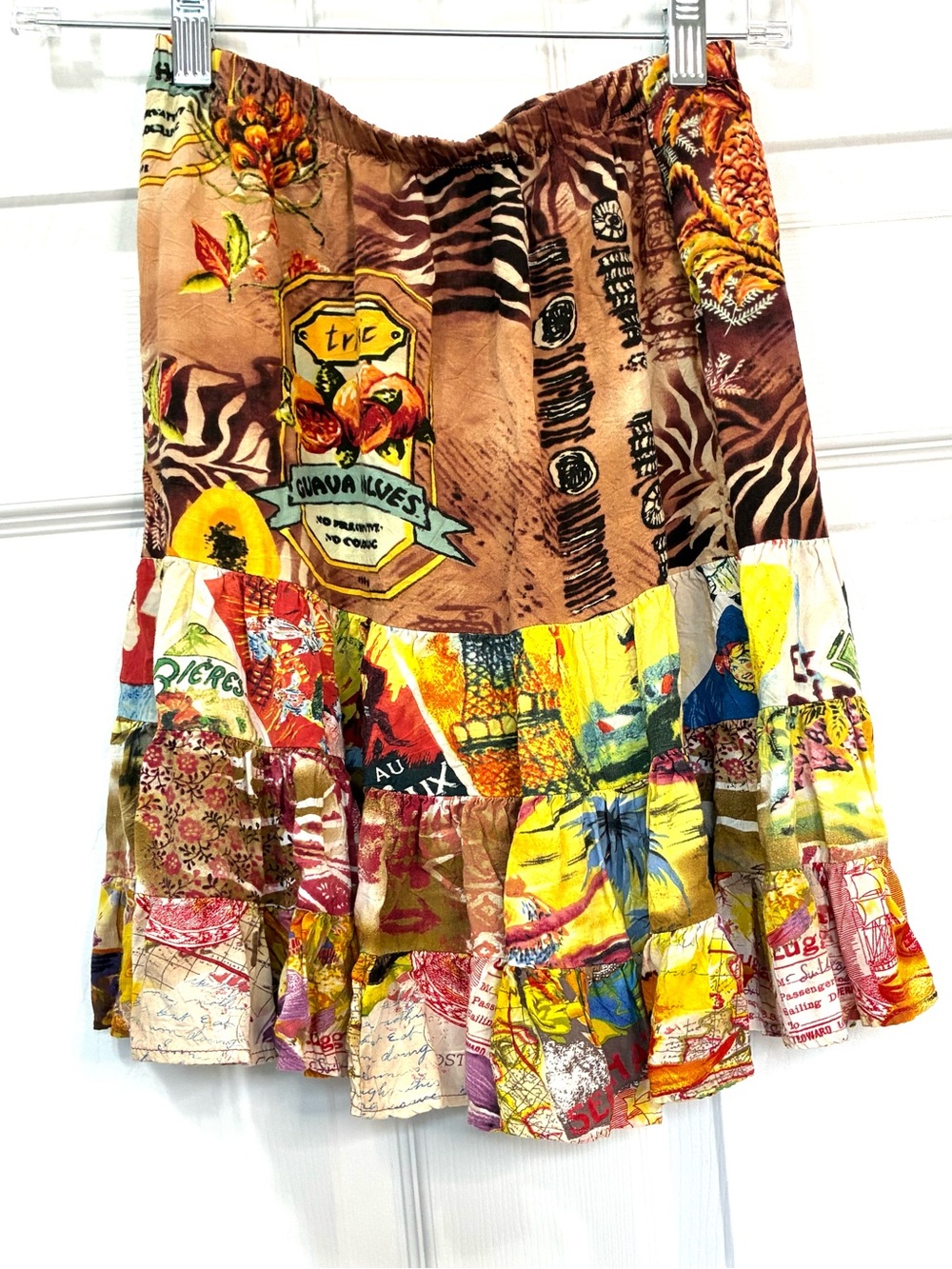 Jams World Hattie Tired Ruffle Skirt Womens XS Pull On Guava Vacation Tropical